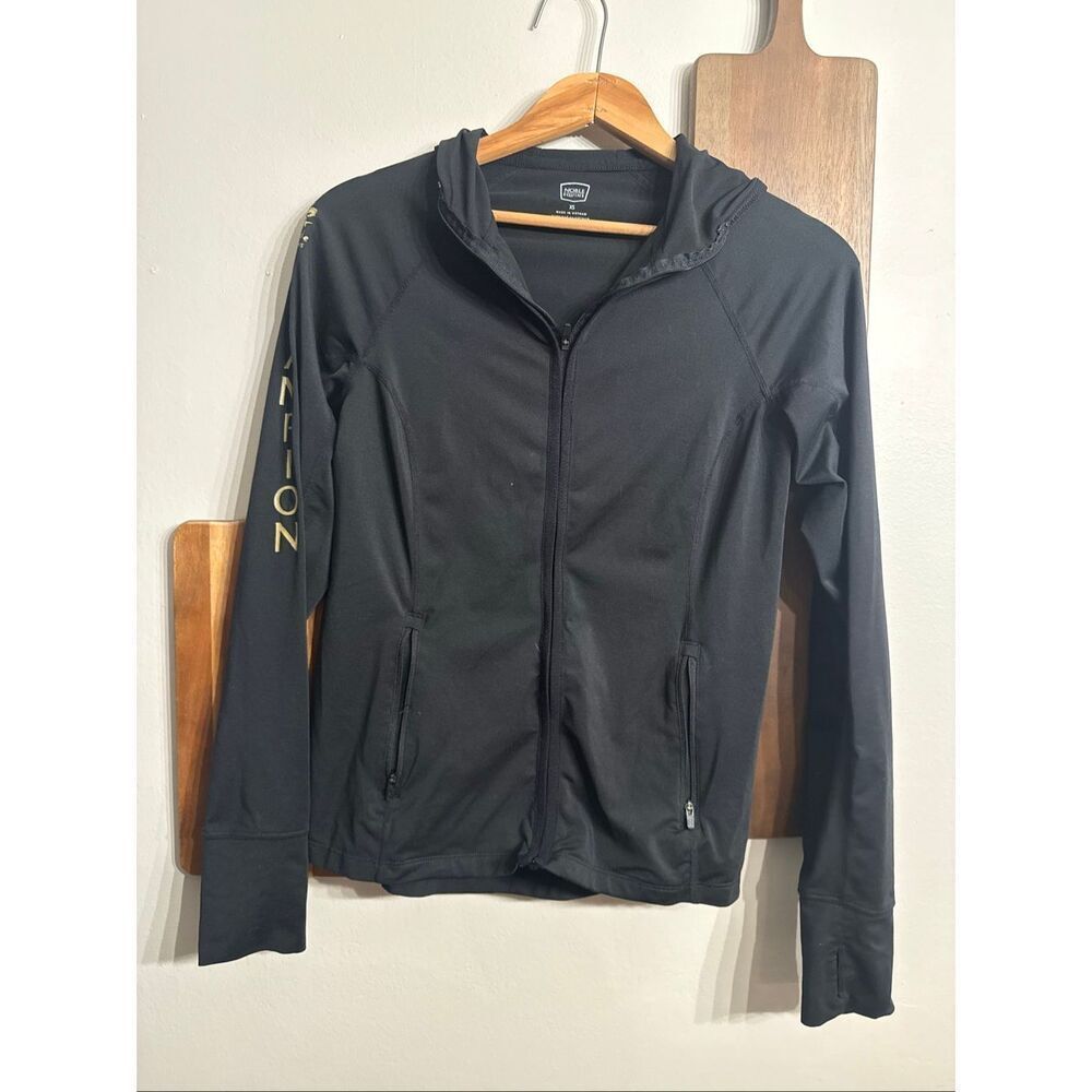 Noble Equine Black Long Sleeve Athletic Equestrian Hooded Zip Up Jacket Size XS